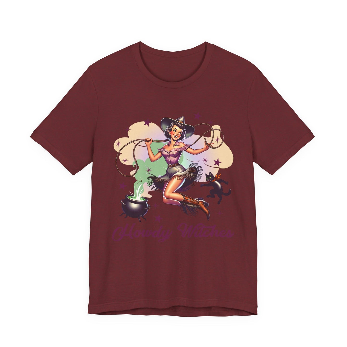 Howdy Witches Cowgirl Halloween Rodeo Western Black Cat T-Shirt