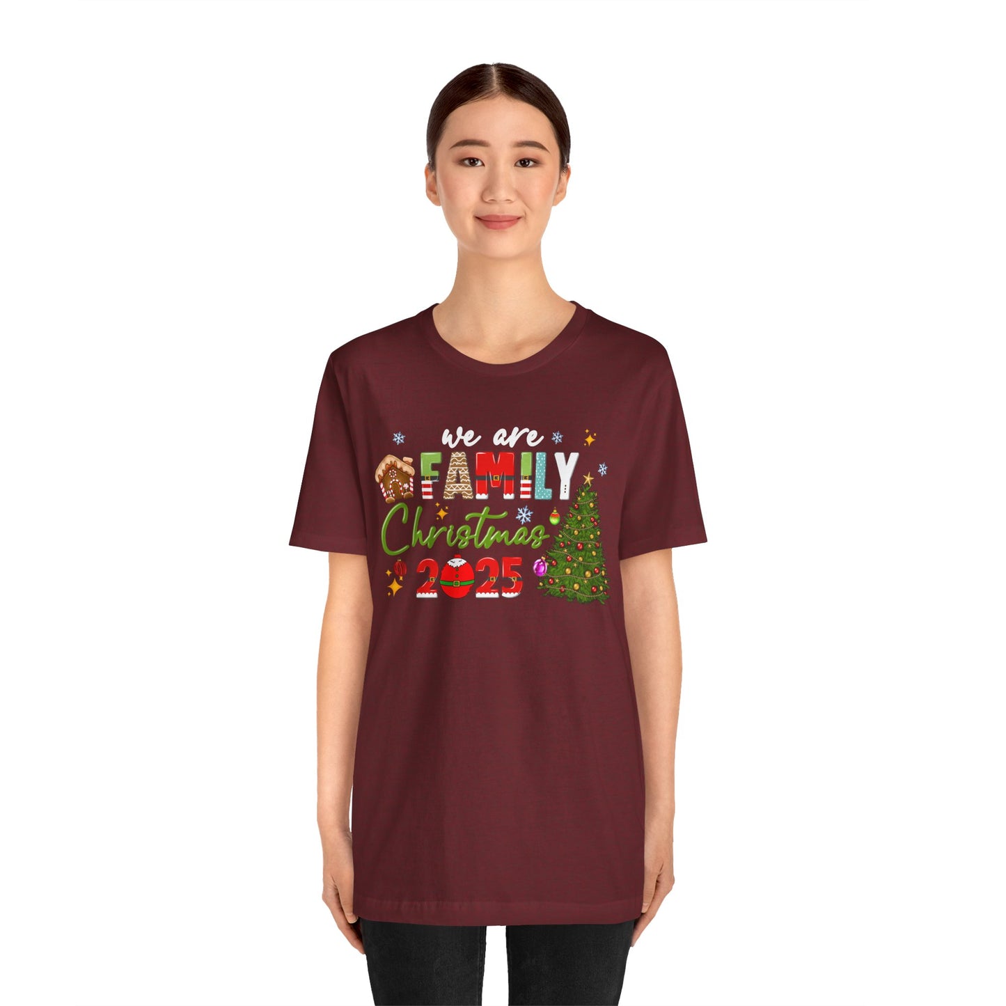We Are Family Christmas Shirt – Matching Holiday Tee with Christmas Tree Lights