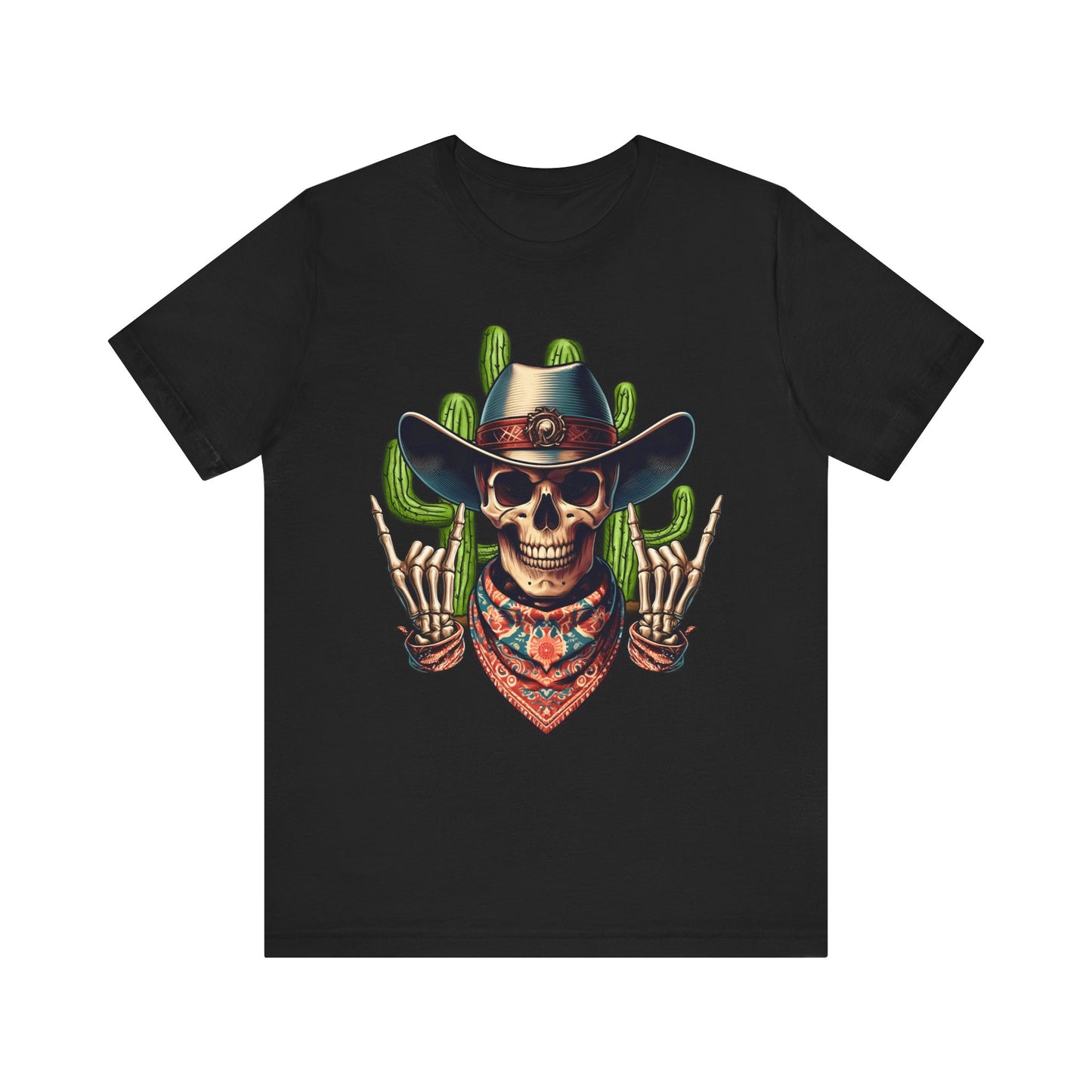 Skeleton Cowboy Howdy Shirt – Rock Hand Skull Western Rodeo Texas Tee