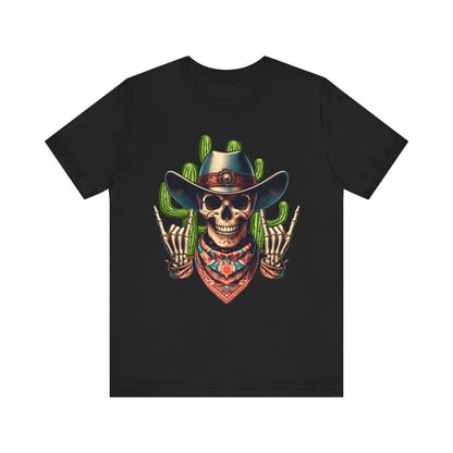 Skeleton Cowboy Howdy Shirt – Rock Hand Skull Western Rodeo Texas Tee