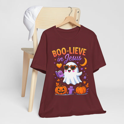 Boo-lieve in Jesus Shirt – Pastel Ghost Funny Christian Halloween Faith Tee