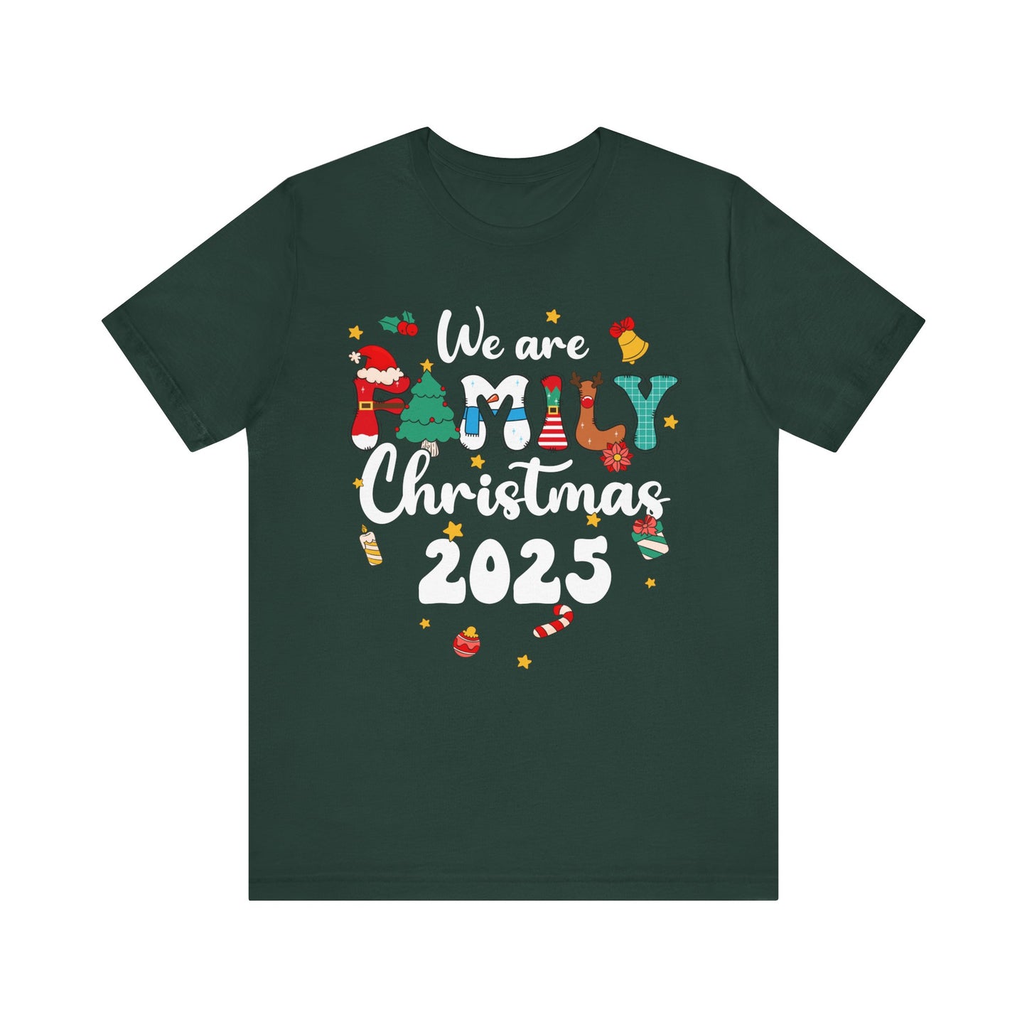 We Are Family Christmas 2025 Shirt – Groovy Snowman & Xmas Tree Matching Tee