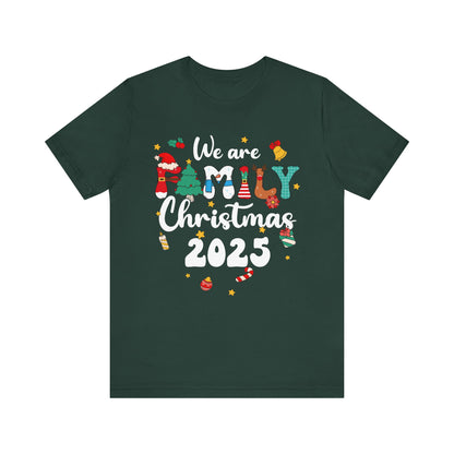 We Are Family Christmas 2025 Shirt – Groovy Snowman & Xmas Tree Matching Tee