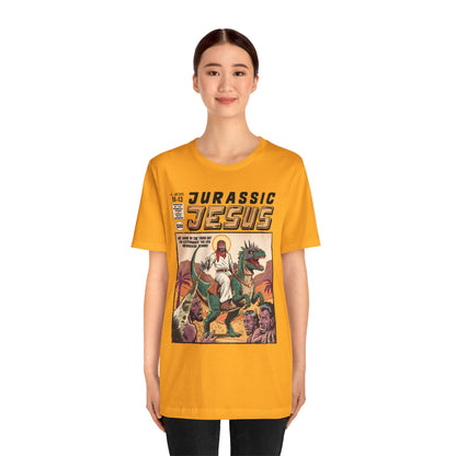 Jurassic Jesus Shirt – Dino-Riding Savior Comic Book Christian Tee
