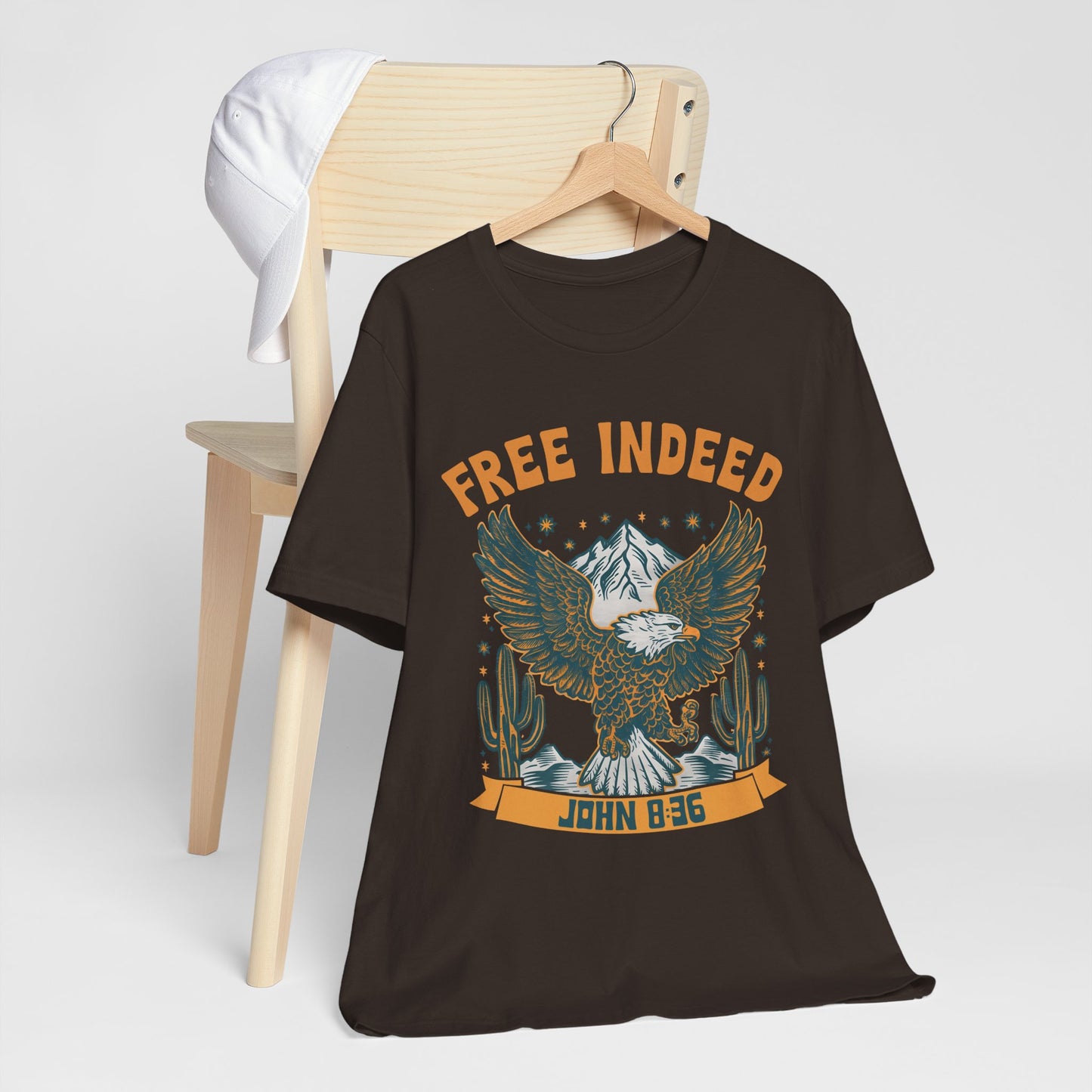 Free Indeed Shirt – Vintage John 8:36 Christian Eagle Bible Prayer Tee