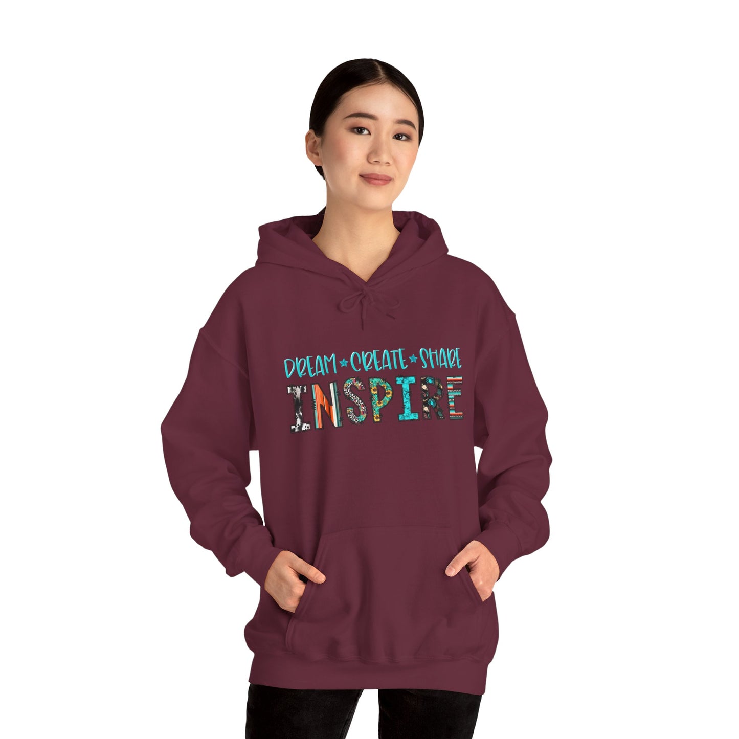 Dream Create Share Inspire Hoodie – Motivational Teacher Western Pullover