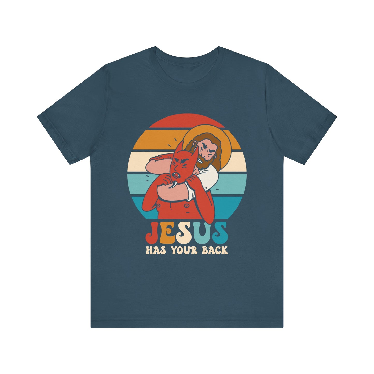 Hey Devil Jesus Has Your Back T-Shirt, Funny Christian Retro Halloween Tee