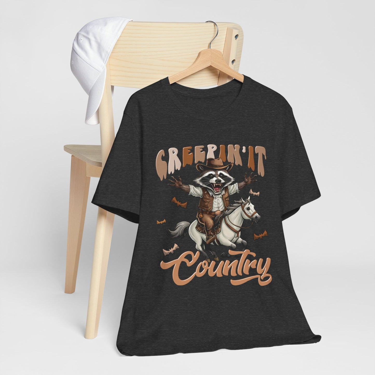 Creepin It Country Creepy Raccoon Halloween Horse Ride Howdy T-Shirt