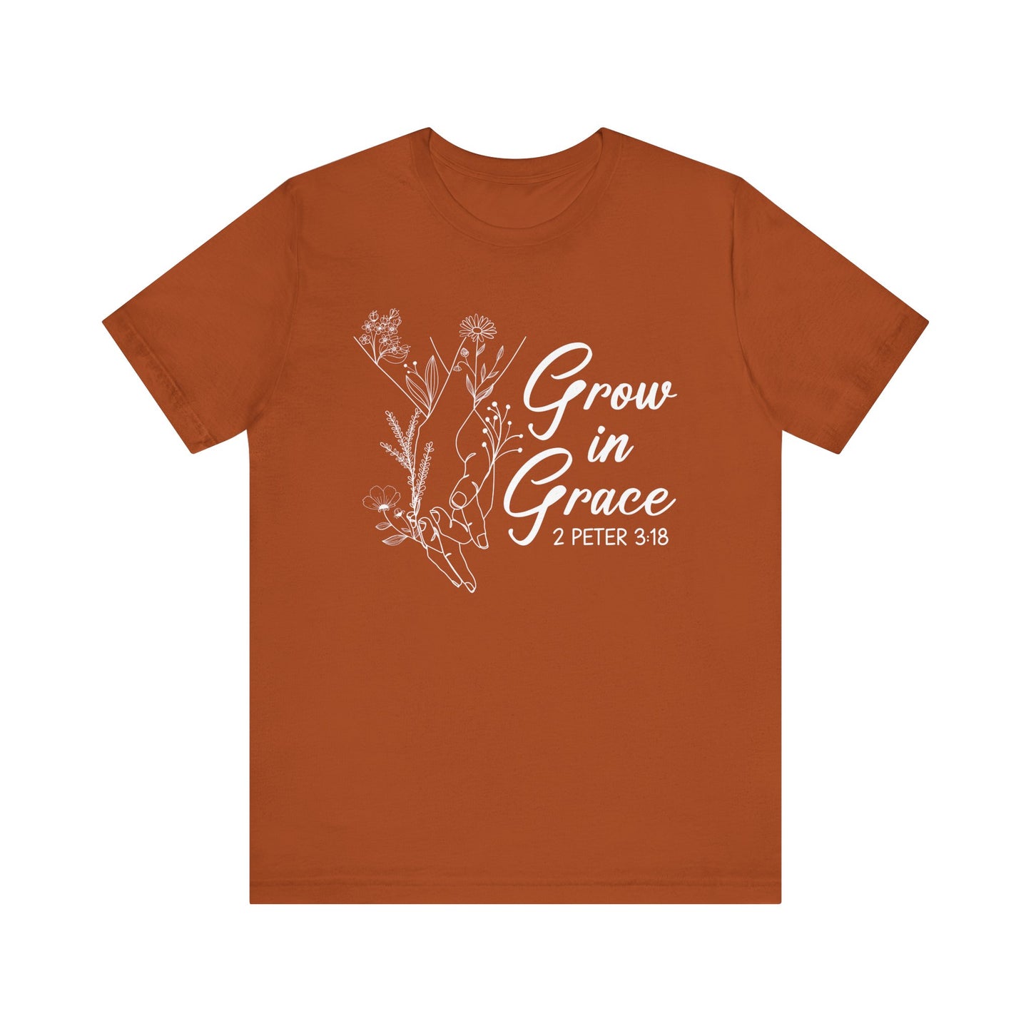 Grow in Grace Shirt – 2 Peter 3:18 Floral Christian Faith Bible Verse Tee