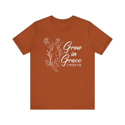 Grow in Grace Shirt – 2 Peter 3:18 Floral Christian Faith Bible Verse Tee