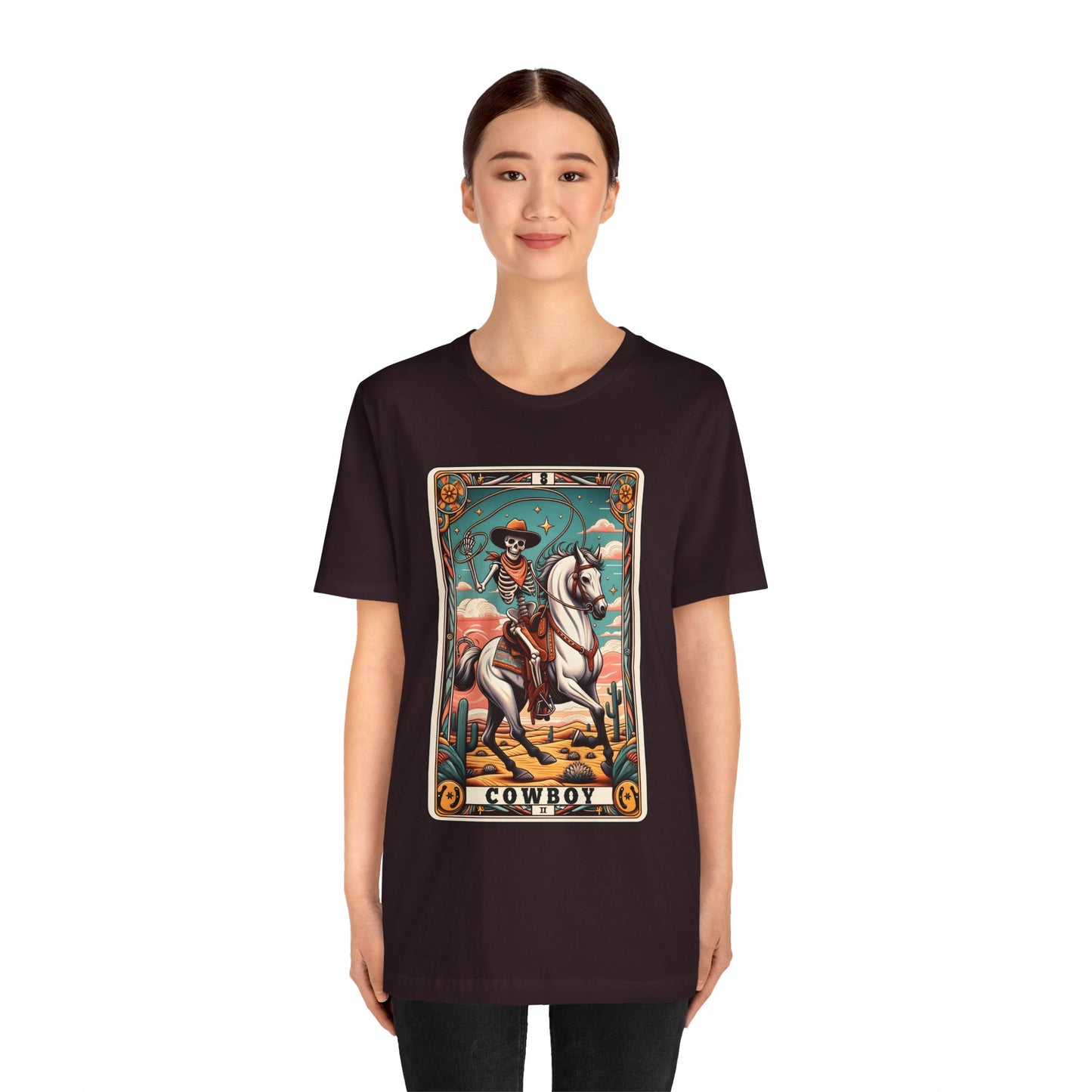 Cowboy Skeleton Tarot Card Shirt – Western Howdy Texas Rodeo Tee