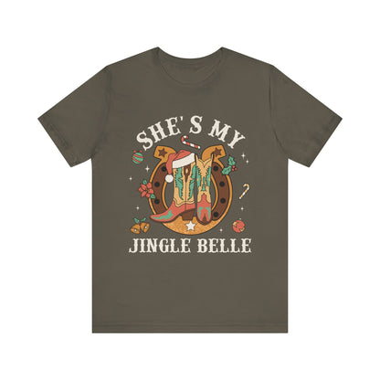 She’s My Jingle Bell Shirt – Cute Western Cowboy Cowgirl Matching Christmas Tee