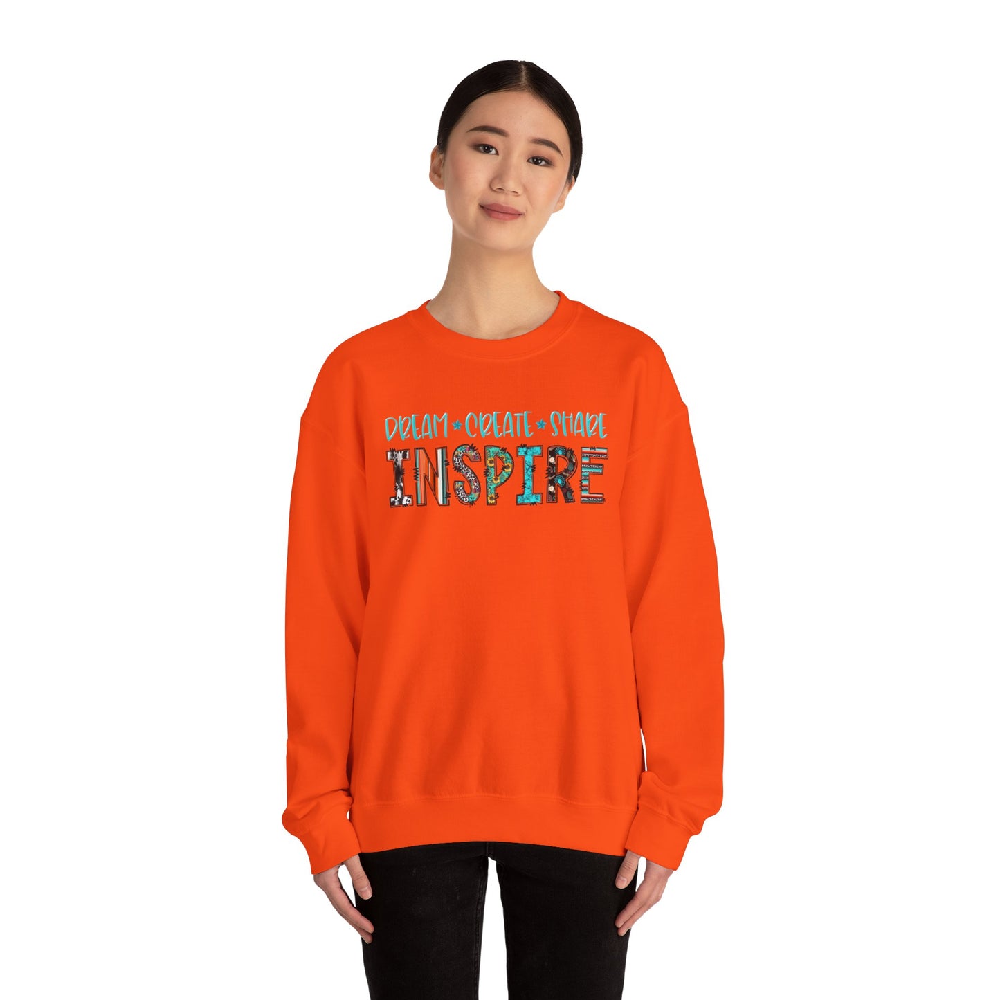 Dream Create Share Inspire Sweatshirt – Motivational Teacher Western Pullover
