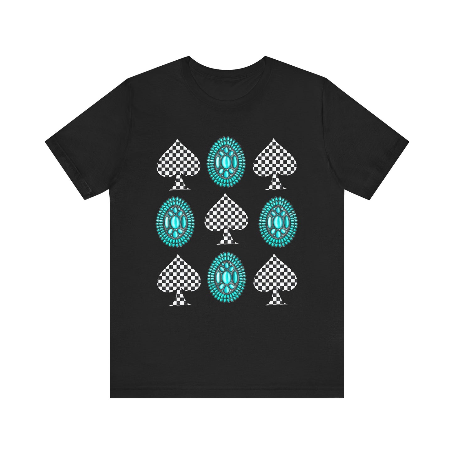 Western Turquoise Stone Shirt – Gemstone Playing Card Texas Rodeo Tee