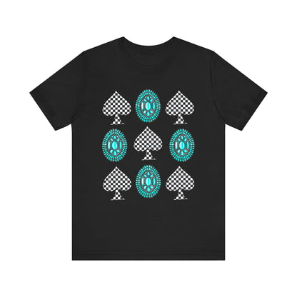 Western Turquoise Stone Shirt – Gemstone Playing Card Texas Rodeo Tee