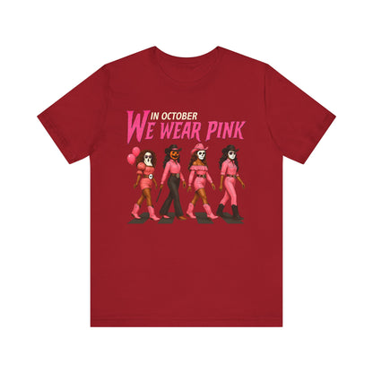 In October We Wear Pink Shirt – Spooky Cowgirl Western Halloween Tee