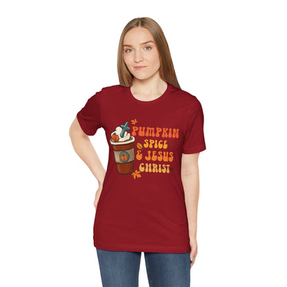 Pumpkin Spice Latte & Jesus Christ Shirt – Groovy Christian Fall Thanksgiving Tee