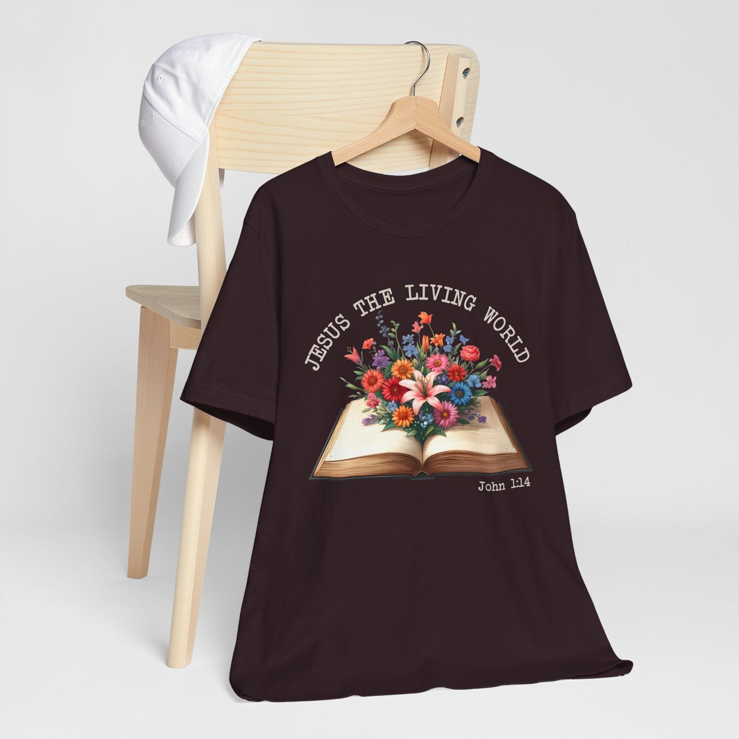 Jesus the Living Word Shirt – Christian Flower Bible Verse Book Lover Tee