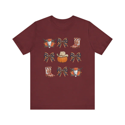 Western Halloween Cowgirl Shirt Boots & Pumpkin Skull Rodeo Tee