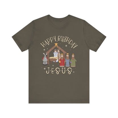 Nativity Happy Birthday Jesus Shirt – Christian Faith-Filled Christmas Tee