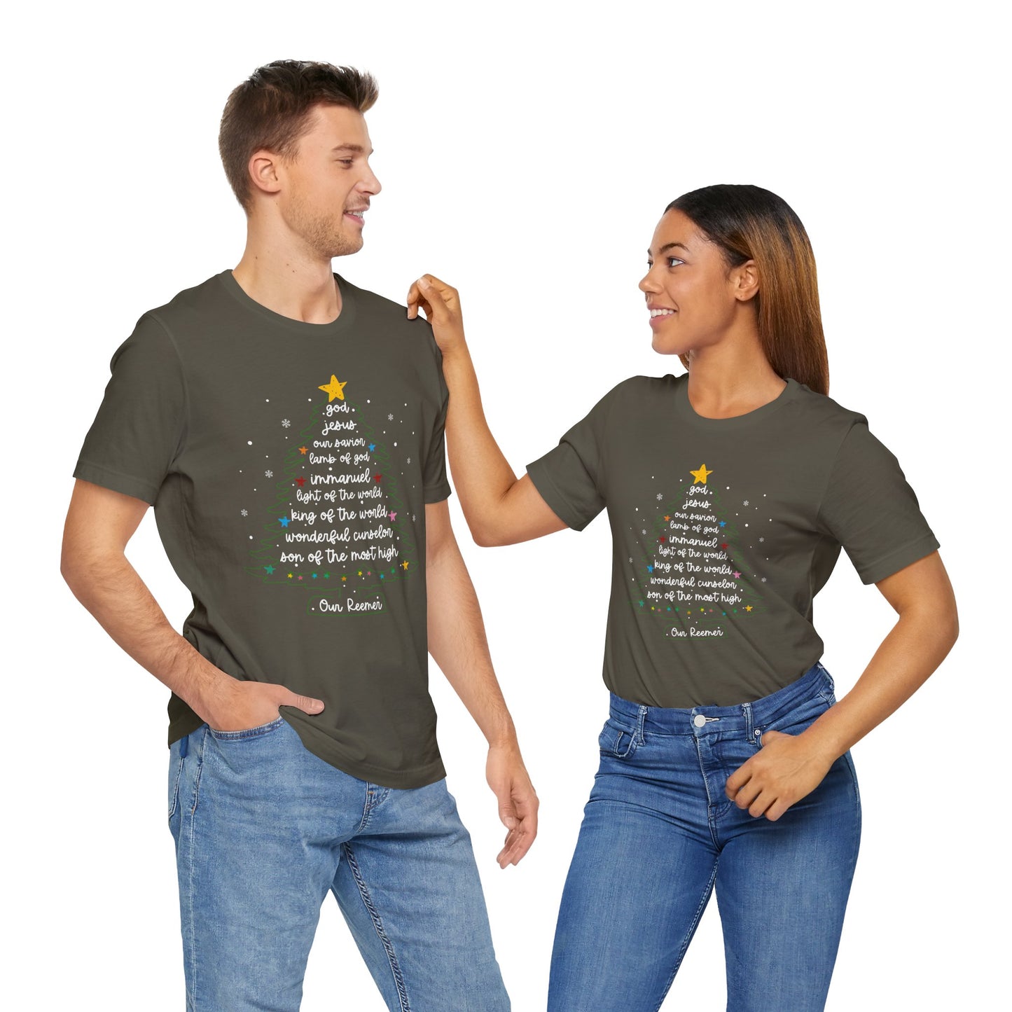 Christian Christmas Tree Sayings Shirt – God Jesus Savior Faith Holiday Tee