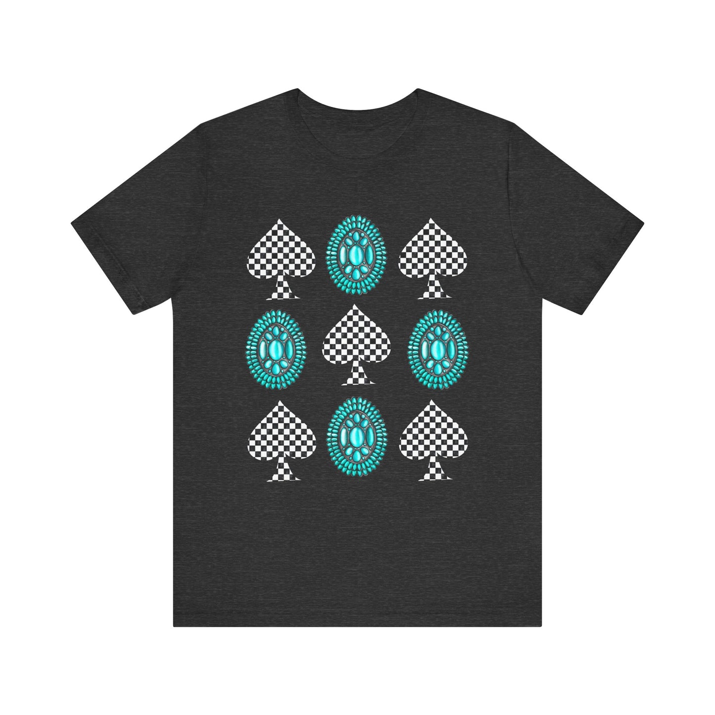 Western Turquoise Stone Shirt – Gemstone Playing Card Texas Rodeo Tee