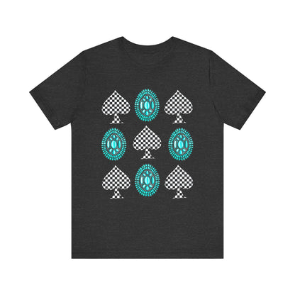 Western Turquoise Stone Shirt – Gemstone Playing Card Texas Rodeo Tee