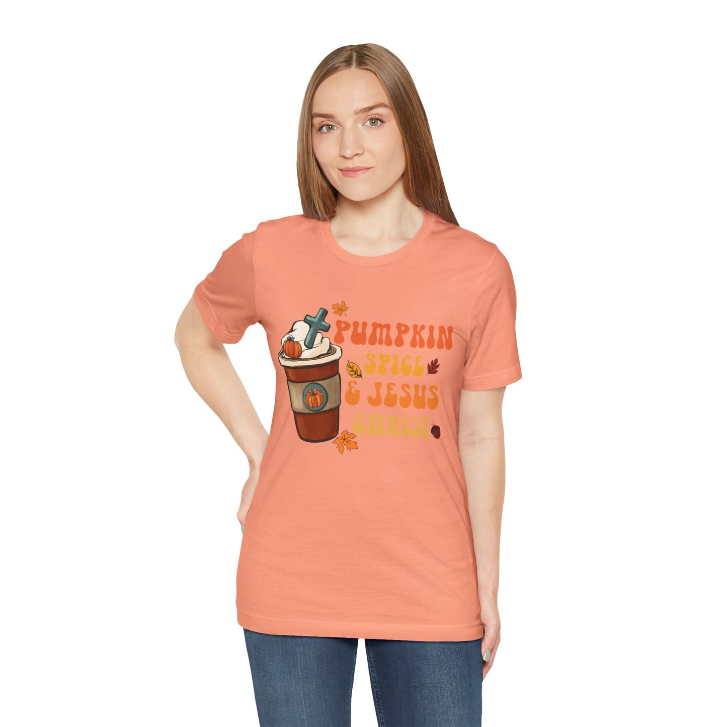 Pumpkin Spice Latte & Jesus Christ Shirt – Groovy Christian Fall Thanksgiving Tee