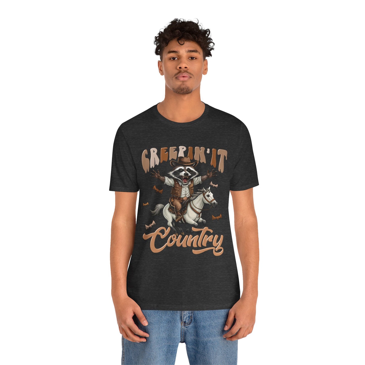 Creepin It Country Creepy Raccoon Halloween Horse Ride Howdy T-Shirt