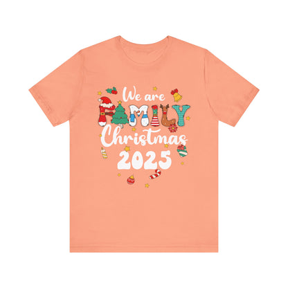 We Are Family Christmas 2025 Shirt – Groovy Snowman & Xmas Tree Matching Tee