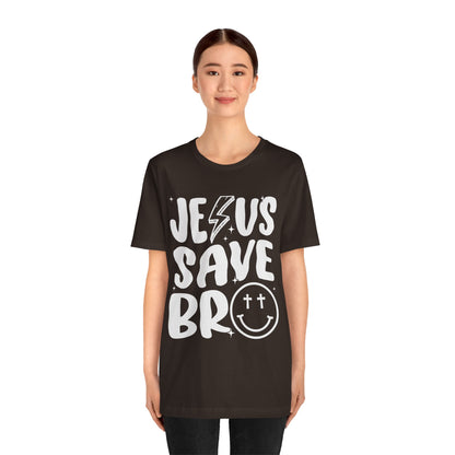 Jesus Saves Bro Shirt – Funny Retro Christian Cross Christmas Faith Tee