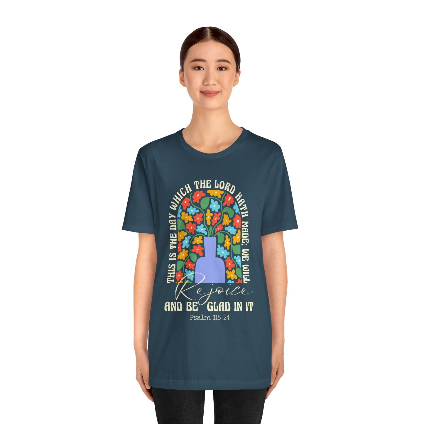 Rejoice and Be Glad In It Shirt – Boho Floral Christian Psalm 118:24 Faith Tee