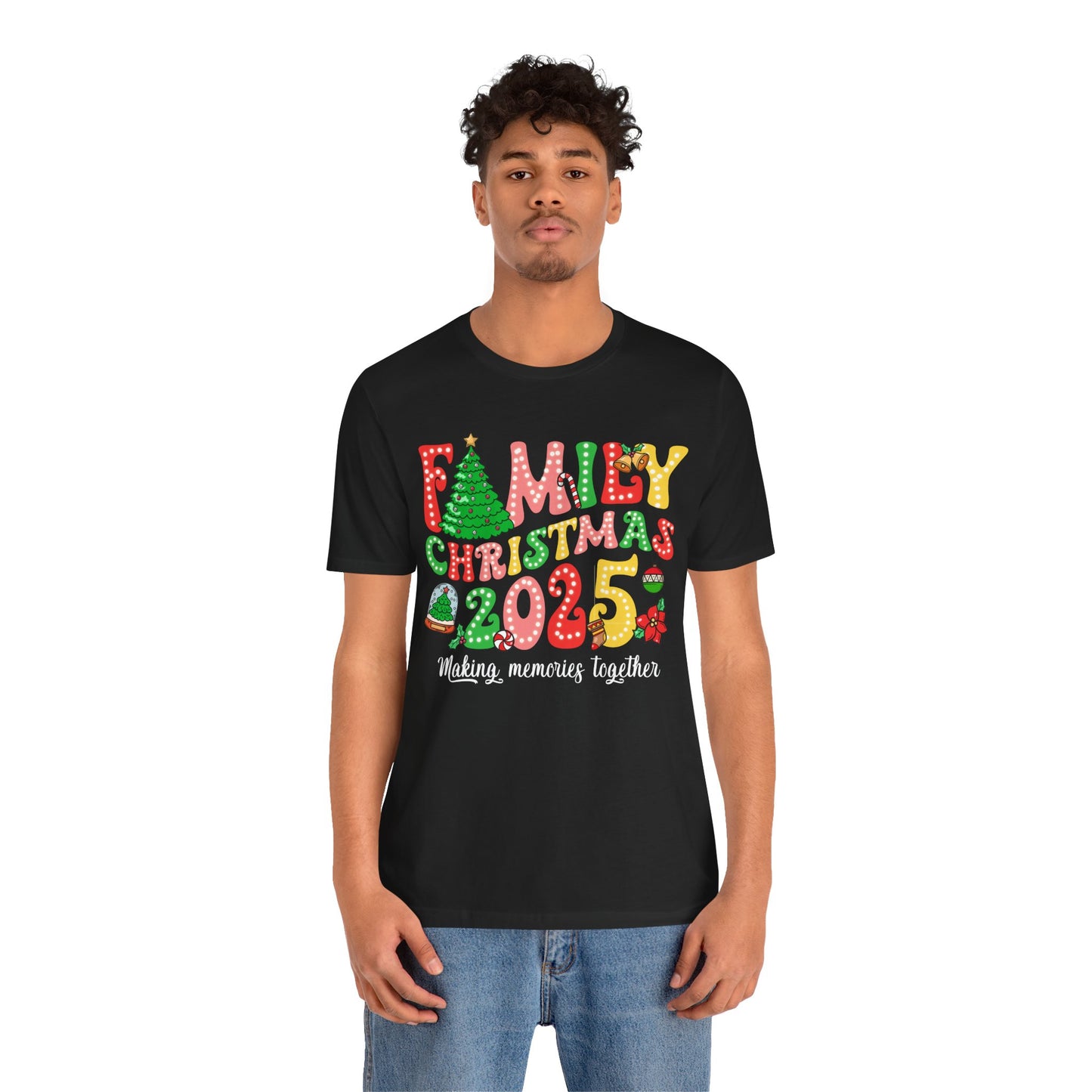 Family Christmas 2025 Shirt – Retro Groovy Xmas Lights Matching Holiday Tee