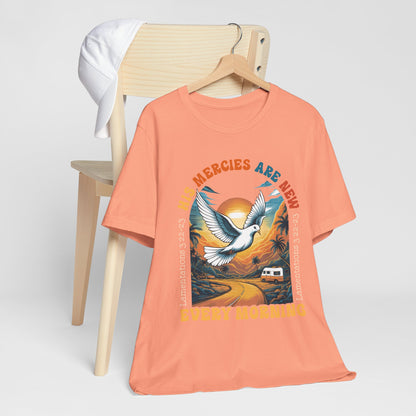 His Mercies Are New Shirt – Retro Boho Christian Lamentations 3:23 Scripture Tee