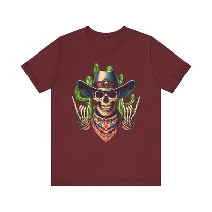 Skeleton Cowboy Howdy Shirt – Rock Hand Skull Western Rodeo Texas Tee