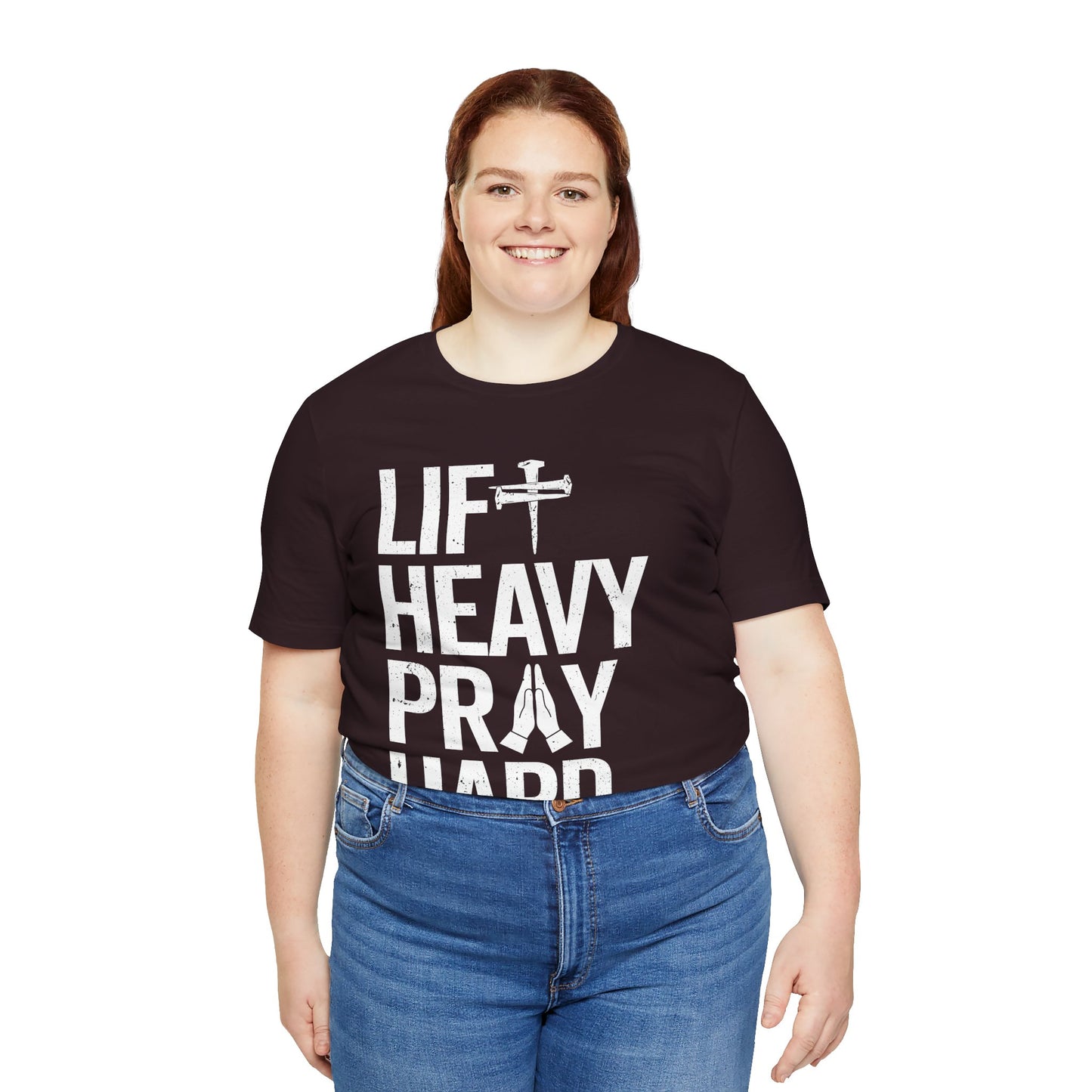 Lift Heavy Pray Hard Cross Nails Trendy Christ Gym Vintage T-Shirt