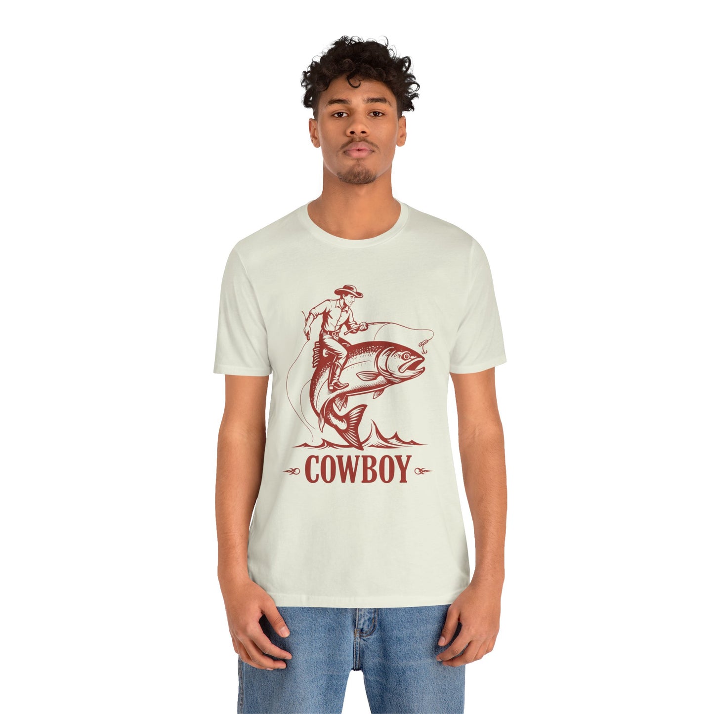 Cowboy Riding a Giant Fish Shirt – Vintage Western Fishing Rodeo Tee