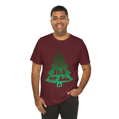 Nativity Christmas Tree Shirt – Christian Faith Holiday Pajama Top Tee
