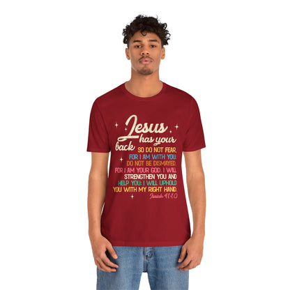 Jesus Has Your Back Shirt – Christian Bible Verse Encouraging Faith Scripture Tee