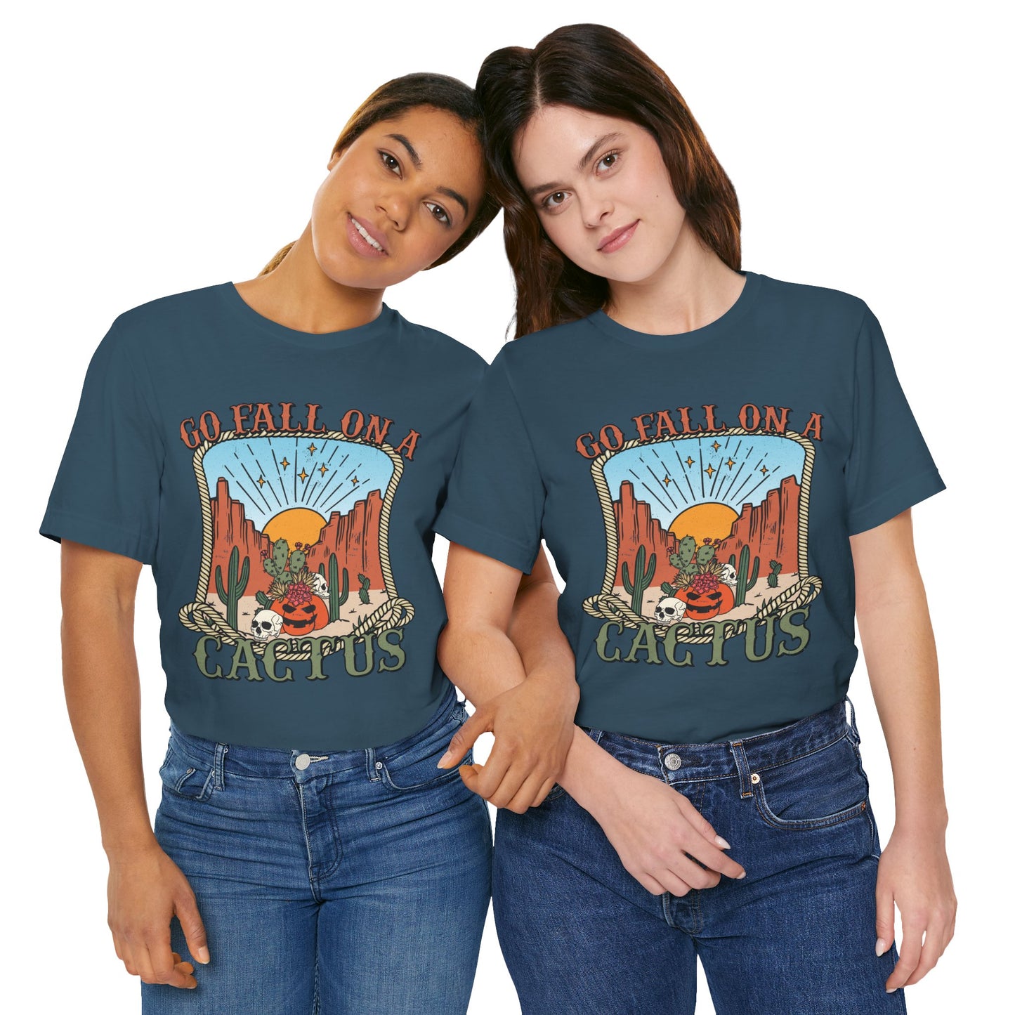 Go Fall On A Cactus Shirt Funny Western Pumpkin Halloween Howdy Tee