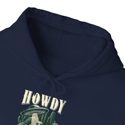 Howdy Cow Abduction Hoodie – Western UFO Rodeo Cactus Desert Texas Pullover