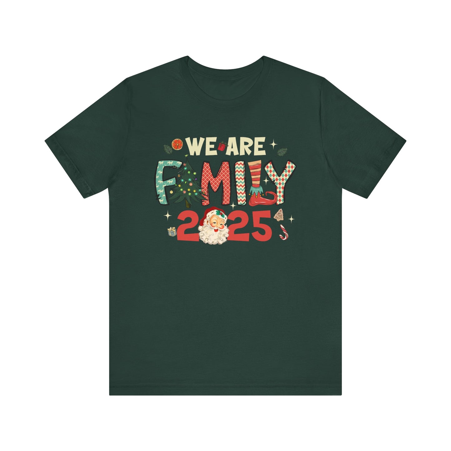 Vintage We Are Family Christmas Shirt – Retro Santa & Tree Matching Holiday Tee