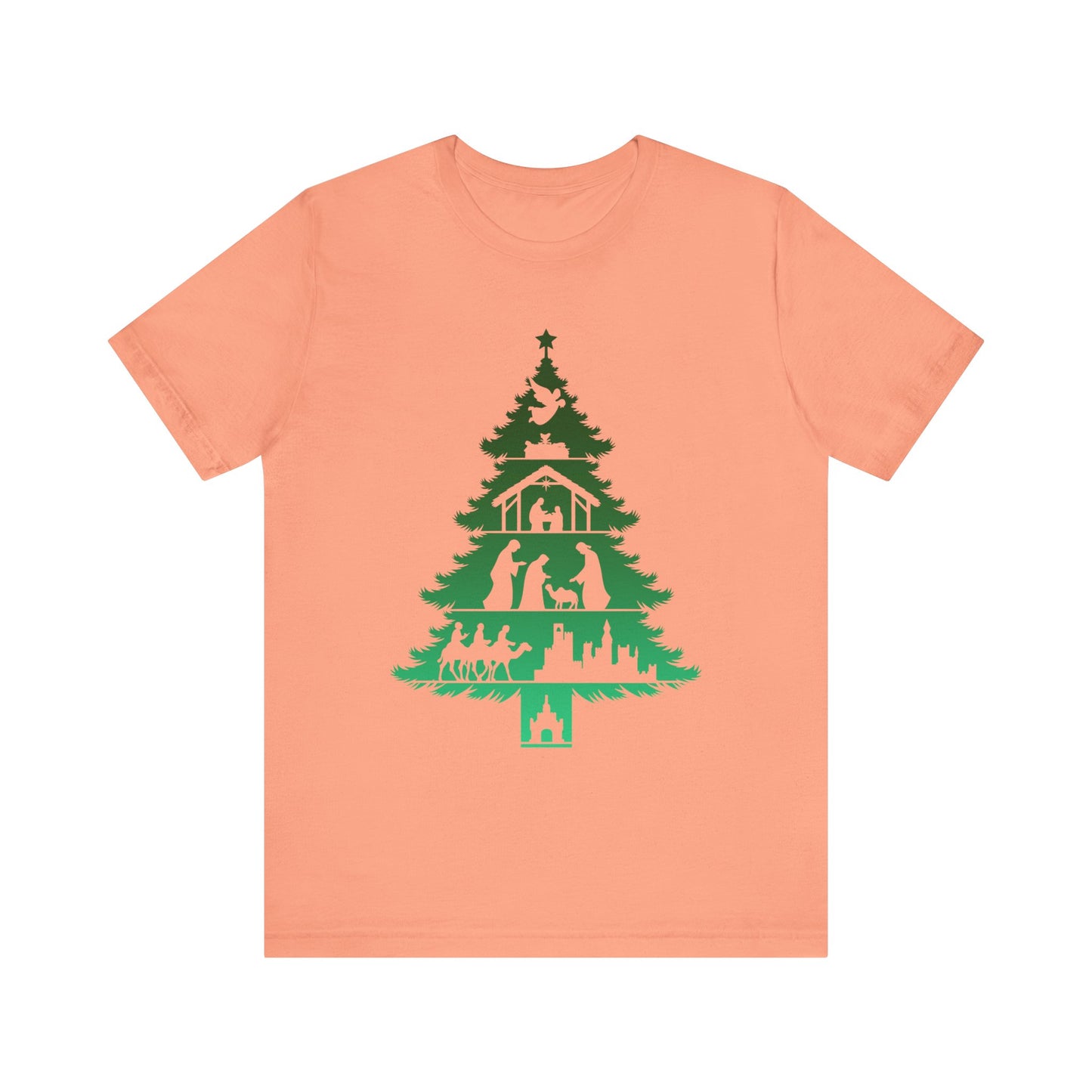 Nativity Christmas Tree Shirt – Christian Faith Holiday Pajama Top Tee