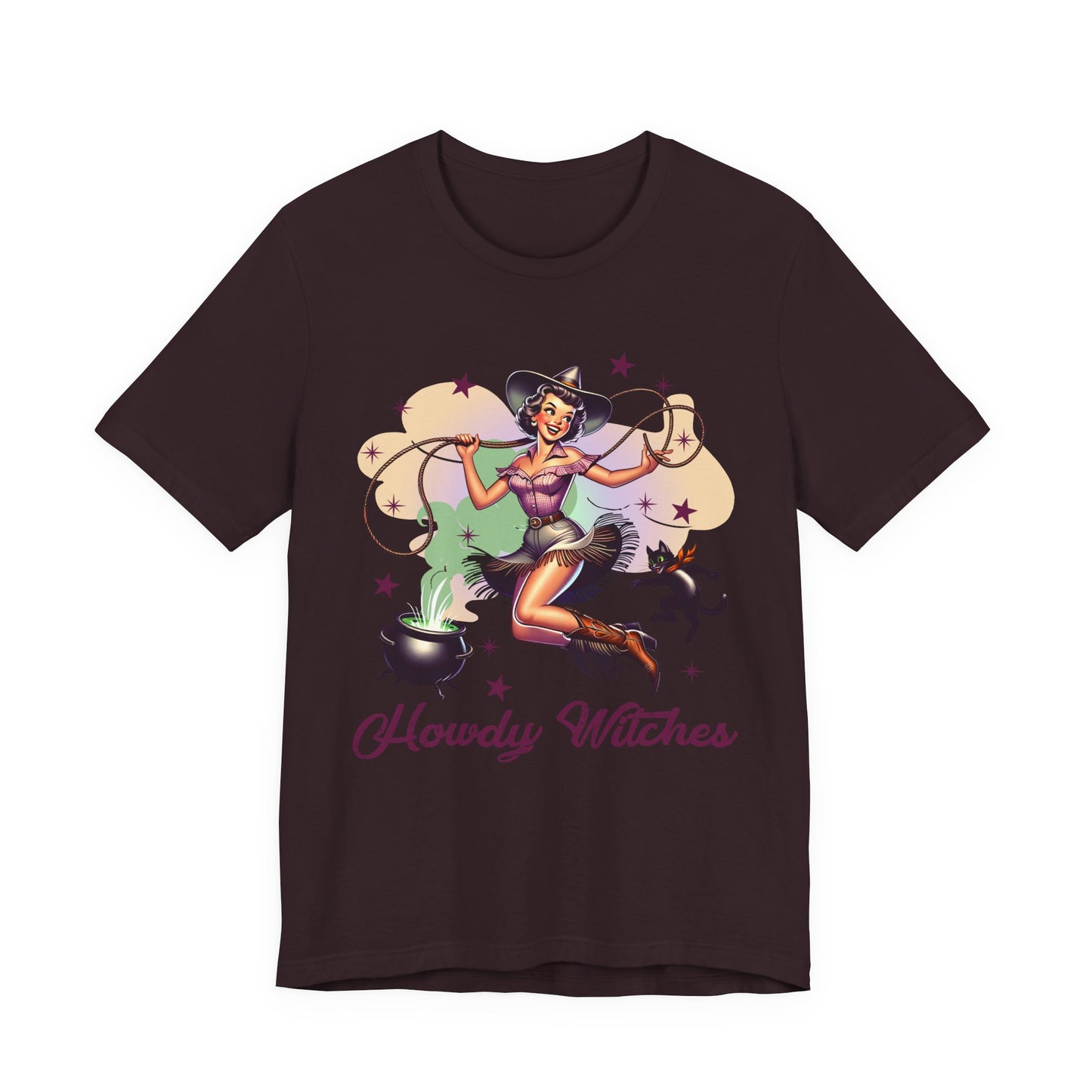 Howdy Witches Cowgirl Halloween Rodeo Western Black Cat T-Shirt