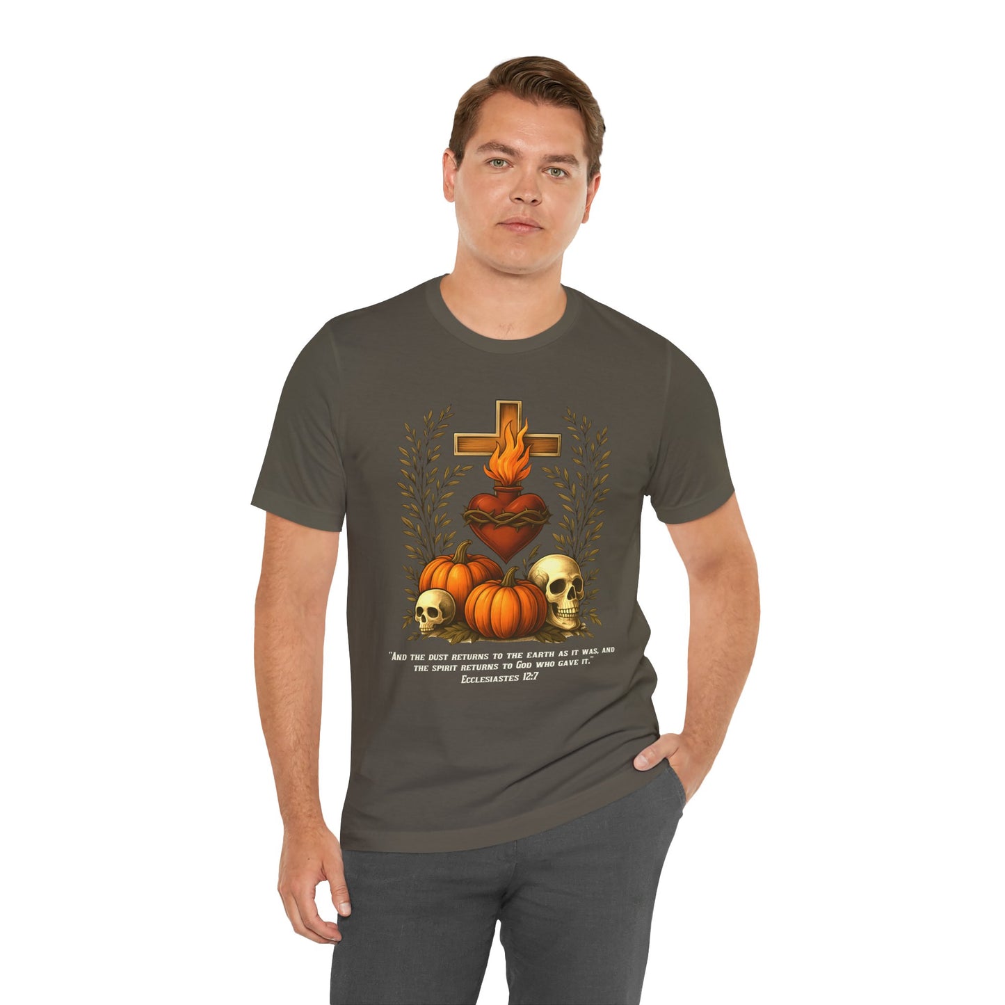 Sacred Heart Halloween Shirt – Jesus Skulls Pumpkins Christian Cross Tee