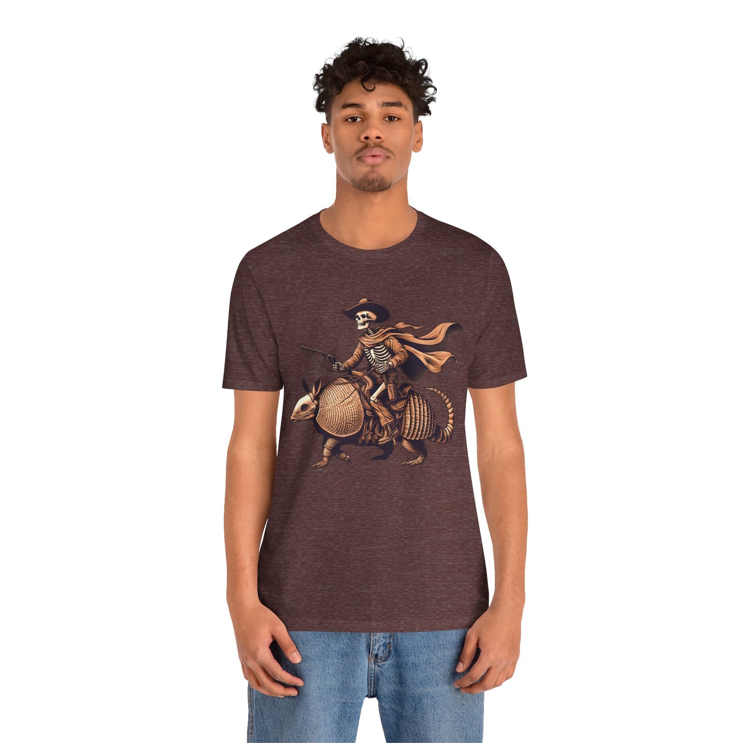 Cowboy Skeleton Riding Armadillo Shirt – Howdy Western Texas Rodeo Tee