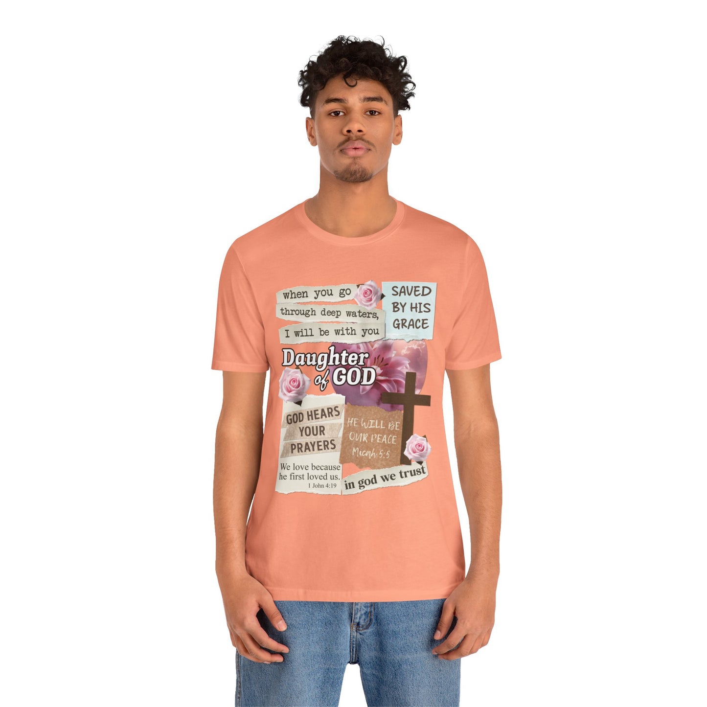 Daughter of God Shirt – Christian Floral Bible Verse Encouraging Faith Tee for Women