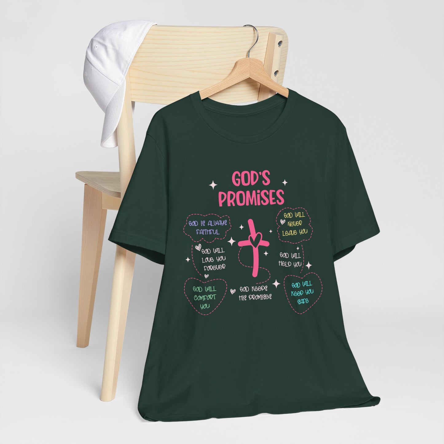 God’s Promise Shirt – Christian Rainbow Cross Bible Verse Faith Scripture Tee