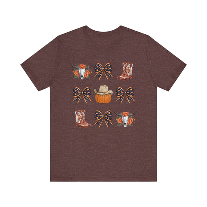 Western Halloween Cowgirl Shirt Boots & Pumpkin Skull Rodeo Tee