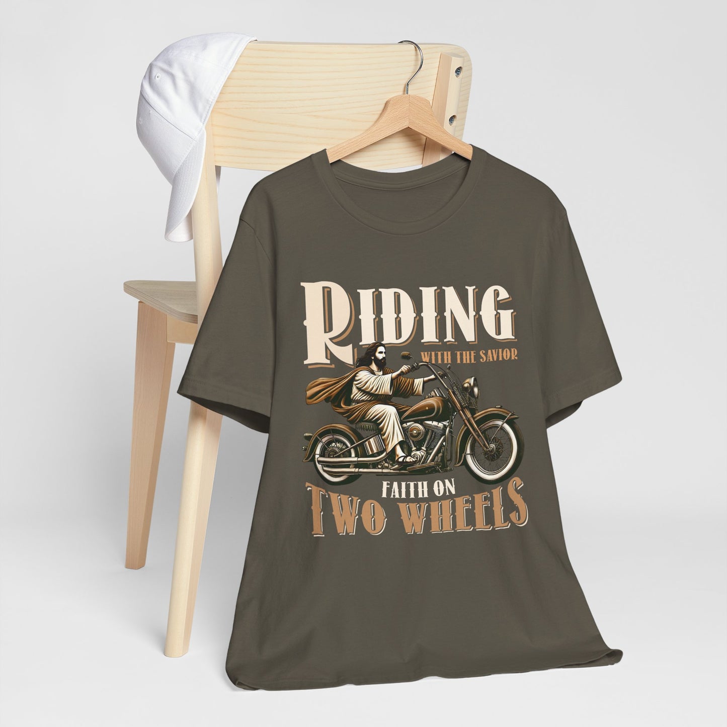 Riding With the Savior Shirt – Christian Biker Motorcycle Faith Graphic Tee